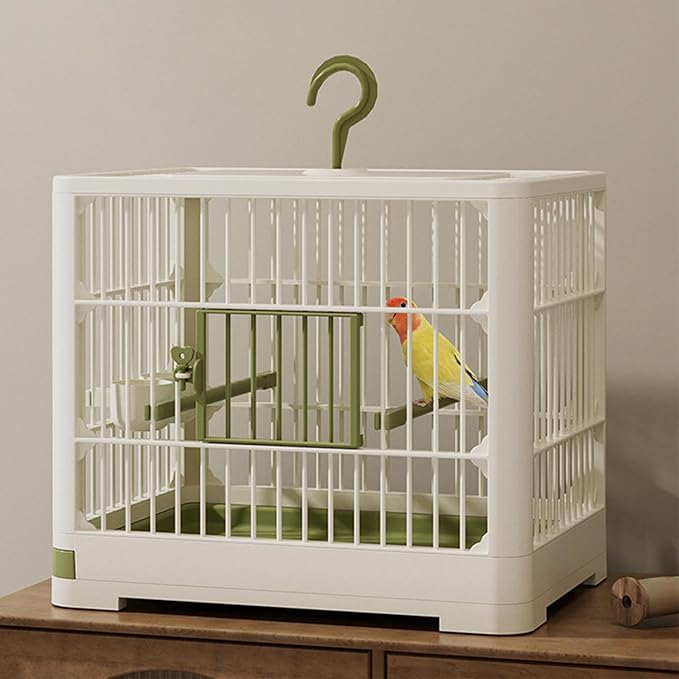Bird Cage - Travel Bird Cage, Portable Bird Carrier | Lightweight Cage for Small Birds with Standing Pole, Detachable Tray with Hook Handle, Bird House