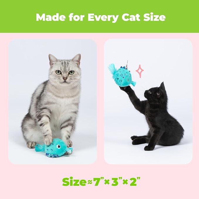 Best Pet Supplies Catify Interactive Cat Toy with Catnip - Fluffy Fish Set - Image 5