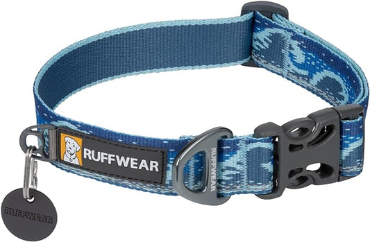 Ruffwear, Crag Dog Collar, Stylish Adventure Collar with Premium Reflective Design, Quick Release Buckle, Lightweight All-Day Comfort, Midnight Wave, 14"-20"