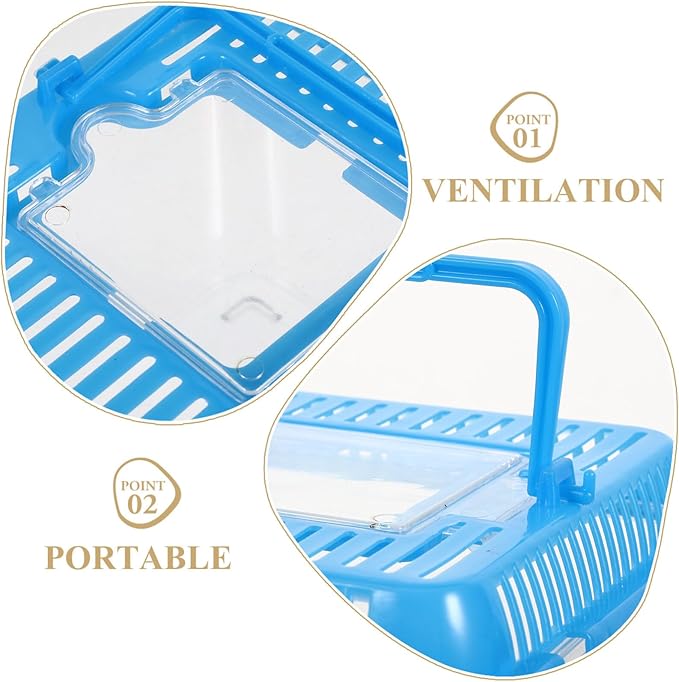 Ipetboom Clear Case 1pc Reptile Feeding Terrarium Pet Portable Small Reptile Cage Fish Tank Handheld Small Pet Box Transparent Tortoise Tank Breeding Case(Color) Containers with Lids