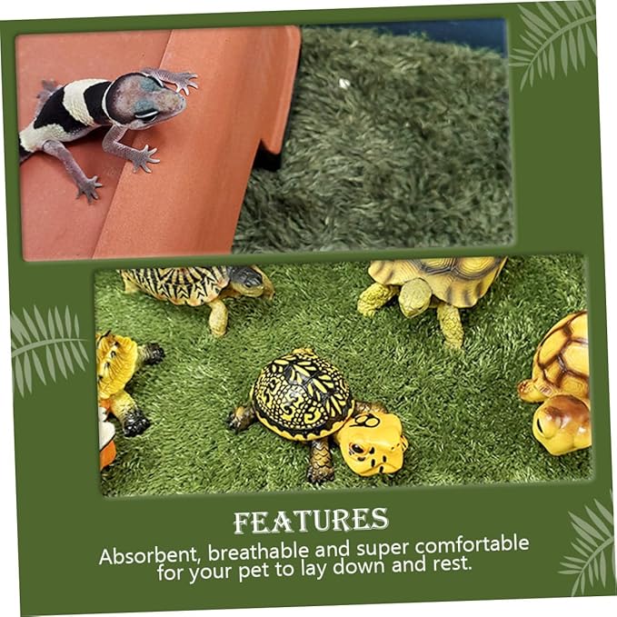 Yardwe Decorative Reptile Carpet Absorbent Faux Grass Substrate for Turtles Frogs Lizards and Tortoises Comfortable Resting Place for Your Pets
