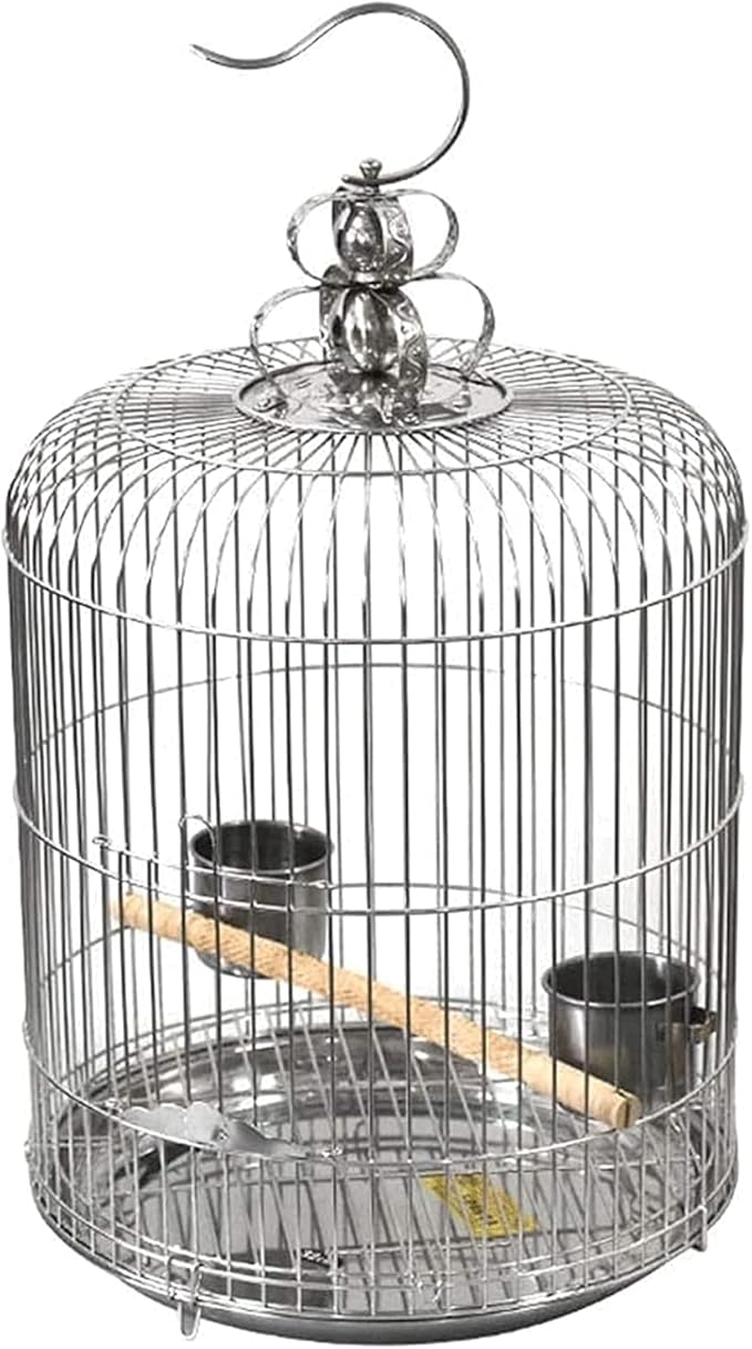 Bird Cage Hanging Bird Cage Stainless Steel Round Bird Carriers Portable for Travel Flying Bird Cage for Home Bird Nests Novel Design，30cm