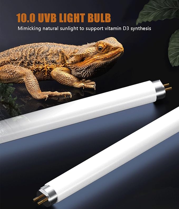 3 Pack T8 UVB Reptile Light 15W 10.0, UVA UVB Light Bulb for Reptiles, 18inch Reptile UVB Lamp Tube for Bearded Dragon, Chameleons, Turtles, Tortoises, Lizards - Desert & Tropical Reptiles