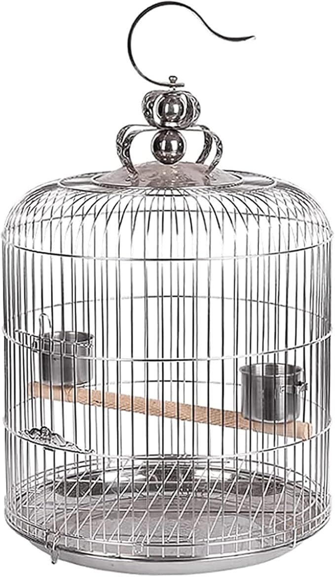 Metal Bird Cage Portable Hook Bird Carriers for Home Outdoor Garden Hanging Flying Bird Cage Easy to Clean Birdcage，40cm/15.7in
