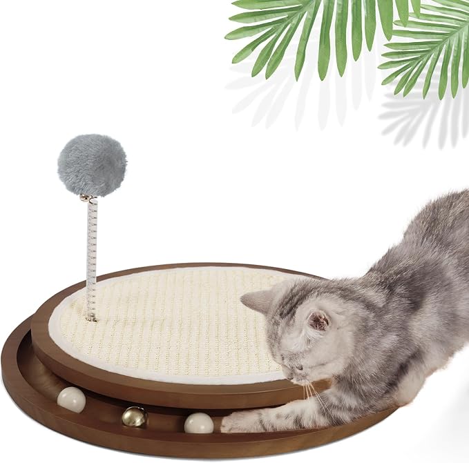 Cat Scratcher Toys Natural Sisal Pad Kitten Interactive Ball Track by LMUGOOS
