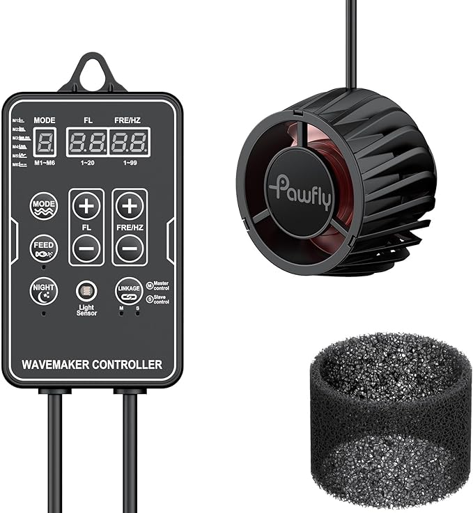 Pawfly Wave Maker for Aquariums 2100 GPH, Aquarium Powerhead DC 24V 10W, Aquarium Circulation Pump With Magnetic Base, Wavemaker for 30-300 Gallon Freshwater Saltwater Tank