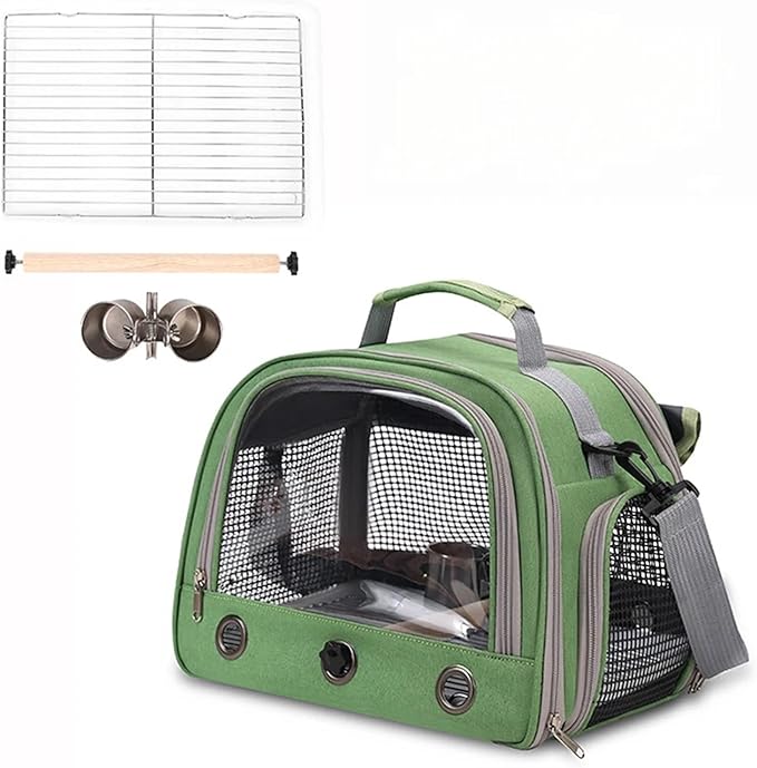New Parrot Cage Breathable Pet Bird Bag with Perch Tray and Curtain - Ideal Bird House for Parrots and Small Birds(Green)