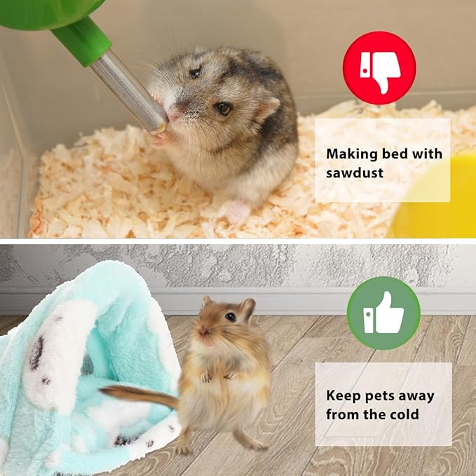 Hemobllo Soft Guinea Pig House & Sleeping Bag, Detachable Washable Hamster Hideout - Warm Small Pet Bed for Hedgehog, Chinchilla & Rats - Cozy Guinea Pig Cage Accessories & Bedding, Forest Green