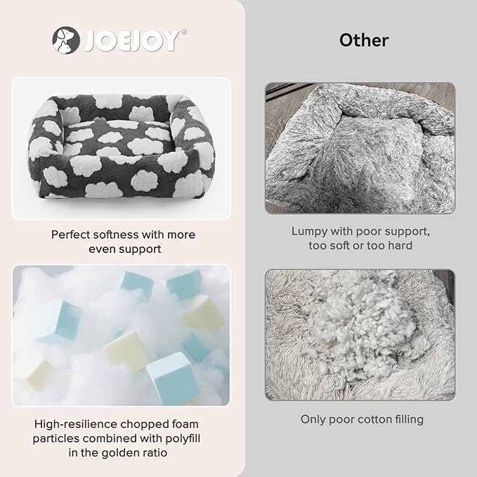JOEJOY Large Dog Beds Large Sized Dog, Rectangle Washable Orthopedic Pet Bed with Removable Zipper Cover, Cute Soft Calming Puppy Pet Bed with Jacquard Shaggy Plush & Non Skid Bottom