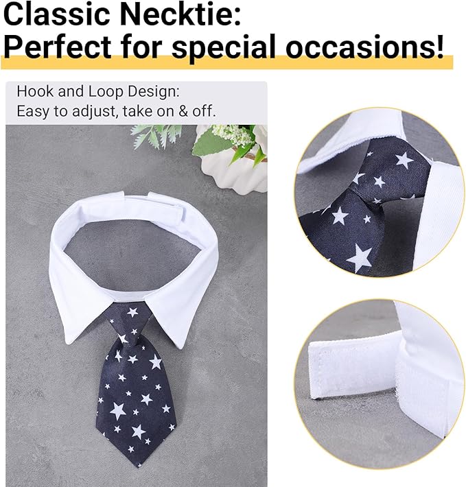 Segarty Dog Necktie, 6 PCS Pets Dog Cat Classic Neck Tie Dog Tuxedo Bow Tie Collar with Black Red Pink Striped Tie, Dog Costumes Bowties for Small Medium Male Boy Dogs Wedding Valentines Suit Groom