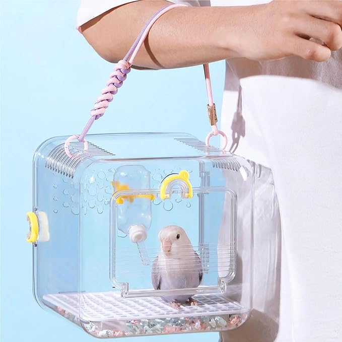 Portable Bird Travel Carrier Cage - Breathable Parrot Carrying Box for Cockatiels, Budgies, and Parrotlets