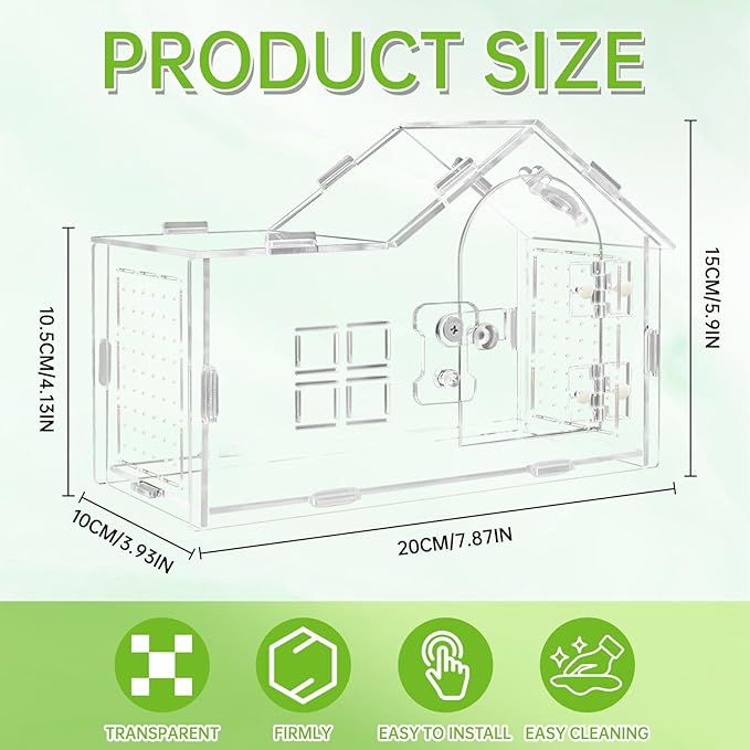 Acrylic Jumping Spider Enclosure, Jumping Spider Terrarium, Versatile Reptile Enclosure for Tarantula, Gecko, Hermit Crab Tank