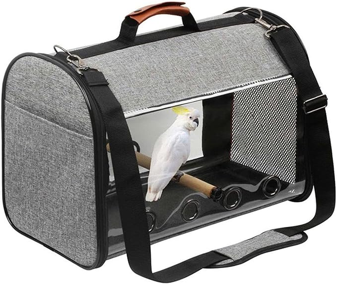 Liudan Bird Cage Bird Bird Travel Carrier Transparent Parrot Bird Cause Backpack Handles with Double Zipper Design Bird Transport Box Cage