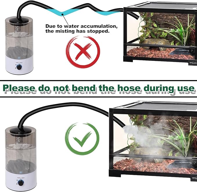 4L Reptile Humidifier Fogger with Extended Hose - Adjustable & Quiet Fogger/Mister for Chameleon, Bearded Dragon, Amphibians - Large Capacity(White)