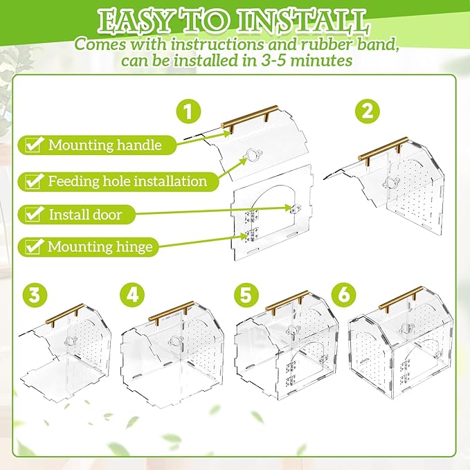 Teenyyou Jumping Spider Enclosure 8.9" x 7.1" x 8.3" Acrylic Tarantula Enclosure Insect Terrarium with Handle and Magnetic Door Transparent Terrarium for Reptiles, Amphibians and Spiders