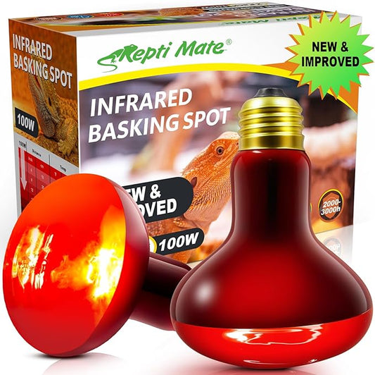 2 Pack Infrared Heat Lamp Bulbs, 100W Reptile Heat Emitter Infrared Basking Spot Light, Red Heat Lamp for Chickens Coop Reptile Pets Brooder Use