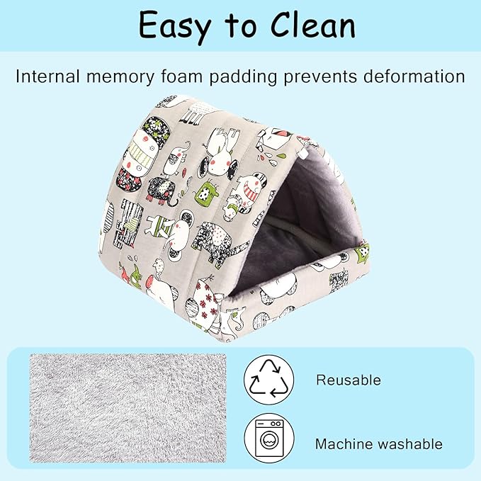 UPINS 4 Pack Guinea Pig Bed, Guinea Pig Hideout Washable Small Animal House Cage Accessories for Dwarf Rabbits Chinchillas Hamsters Hedgehogs Ferrets Bearded Dragons and Rats(20 x 20 cm)
