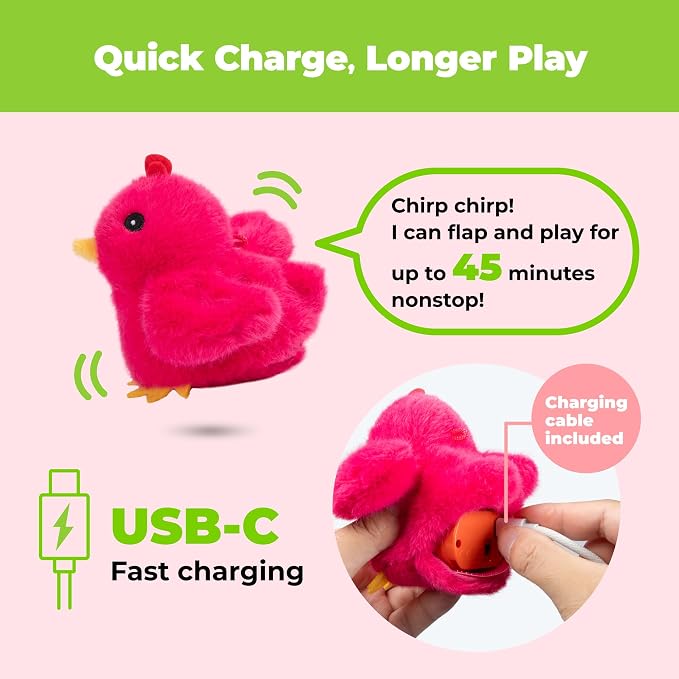 Best Pet Supplies Catify Interactive Flapping Cat Toy - Chick, Fuchsia - Image 4