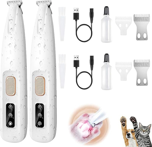 2PCs Dog Paw Trimmer with LED Light,35dB Low Noise Precision Pet Paw Trimmer for Dogs Cats Grooming Clippers,Safety Electric Paw Hair Trimmer for Paws,Ears,Rump,Face,Eyes,Dog by Unknown