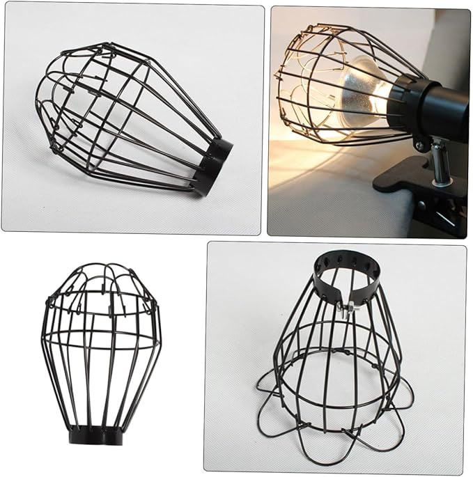 SOLUSTRE 2pcs Reptile Heat Lamp Shade Ceramic Lampshade Shell Black Heat Lamp Cover for Bearded Dragon Enclosure Reptile Supplies Safe Protective Design