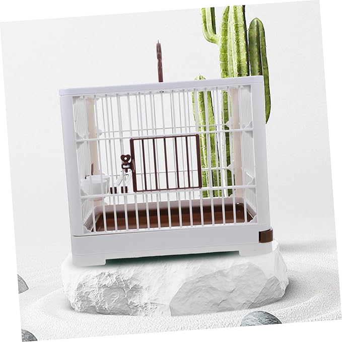 Foldable Parrot Travel Cage with Bird Stand Portable Carrier for Small Birds Easy to Clean Lightweight Design for Finches Parakeets and Budgies