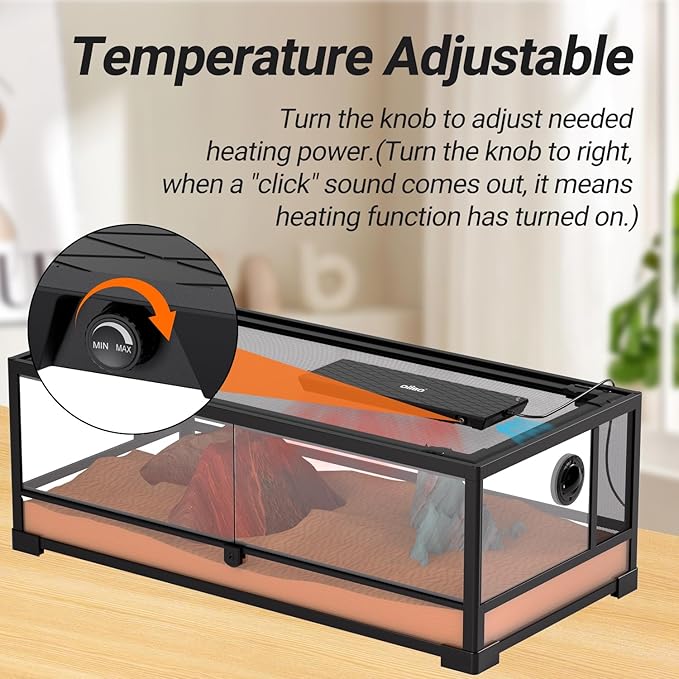 Oiibo Reptile Heat Panel Adjustable Temperature 60W Reptile Heater for Terrariums, Energy Efficient & Non-Light Reptiles Heating Plate for Snakes,Crested Gecko,Leopard,Turtles