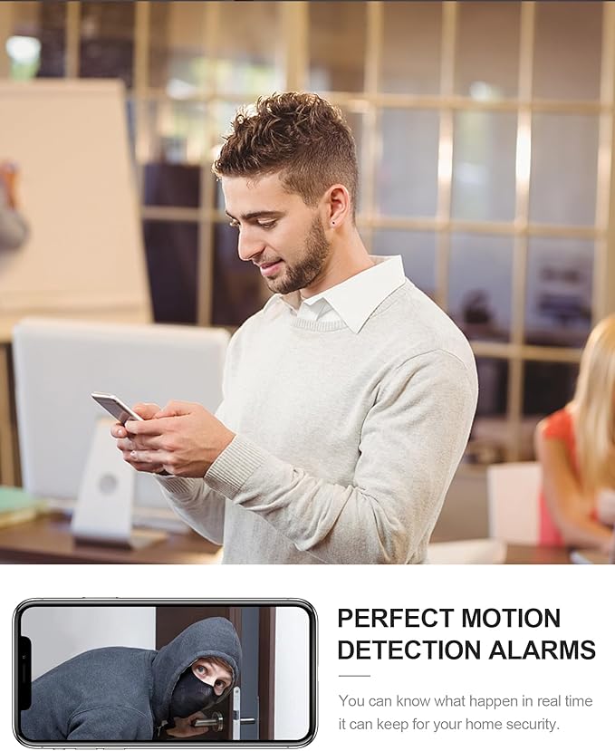 AOBOCAM 4K HD Indoor Camera for Indoor Security with App Control Motion Detection & Night Vision Wireless WiFi Rechargeable Pet Camera for Home/Office 24/7 Cycle Save Video Only (4K)