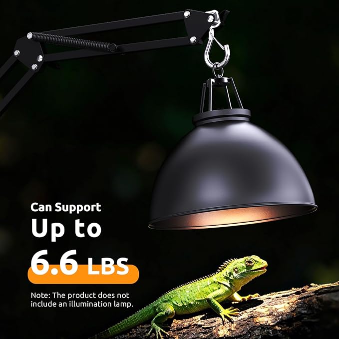 Reptile Lamp Stand Reptile Light Stand, Freely Adjustable Height (15.7inch to 74.4inch) with 360° Adjustable Swing Arm, Heat Lamp Holder for Bearded Dragon Turtles Snake and Chicks