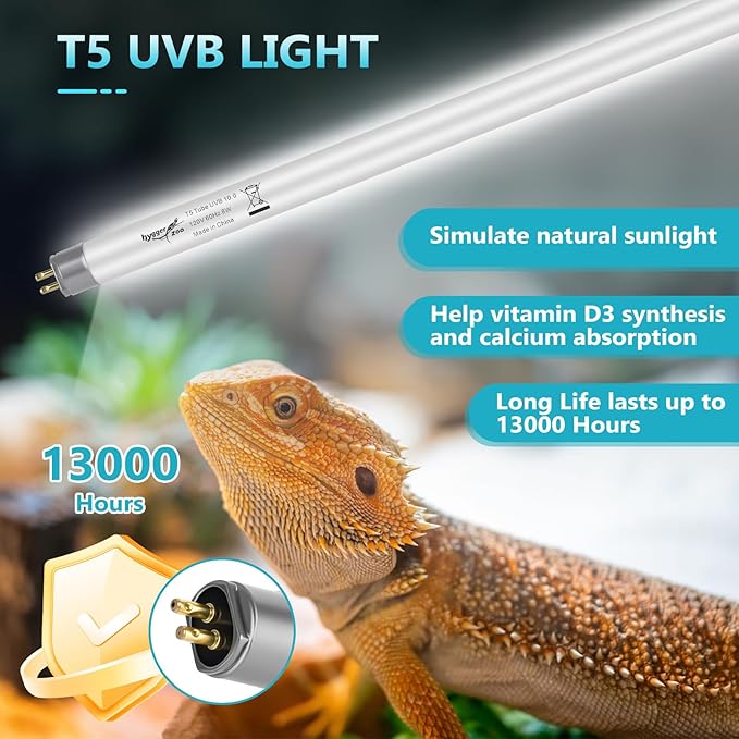 3-Pack UVB Reptile Light 10.0 Bulb 39W T5 Fluorescent Desert Lamp UVA for Bearded Dragon Tortoise Reptile & Amphibian