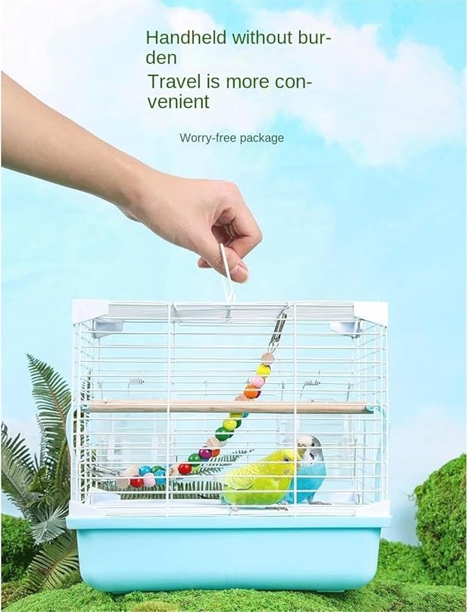 Bird Cage Bird Aviary Metal Tall Tiel Cage Parrot Cage Flight Birdcag Portable Bird Carrier with Handle Travel Carrier Cage(Brown)