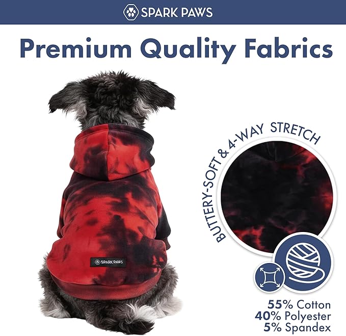 Spark Paws Dog Hoodie – Premium Dog Sweater for Small, Medium, and Large Dogs | Warm Outfits for French Bulldogs, Pitbull, Puppy, Winter Jacket Alternative - Red & Black - M