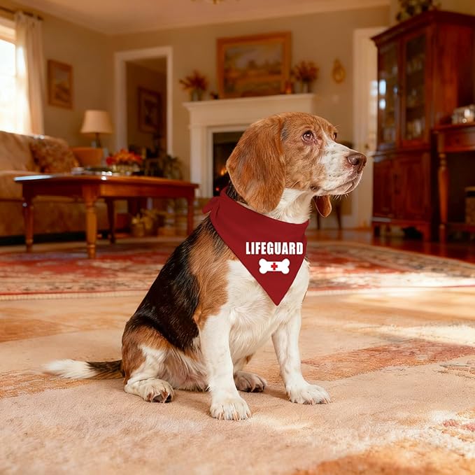 Family Kitchen Funny Cute Lifeguard Pet Dog Cat Bandana Scarf for Puppy Dog Beach Pool Accessories Bandana