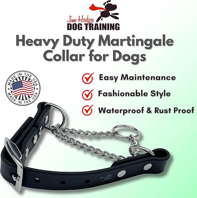 Martingale Collar for Dogs, Biothane, Stainless Steel Hardware, No Pull, Made in The USA, Professional Grade,XXS, Black