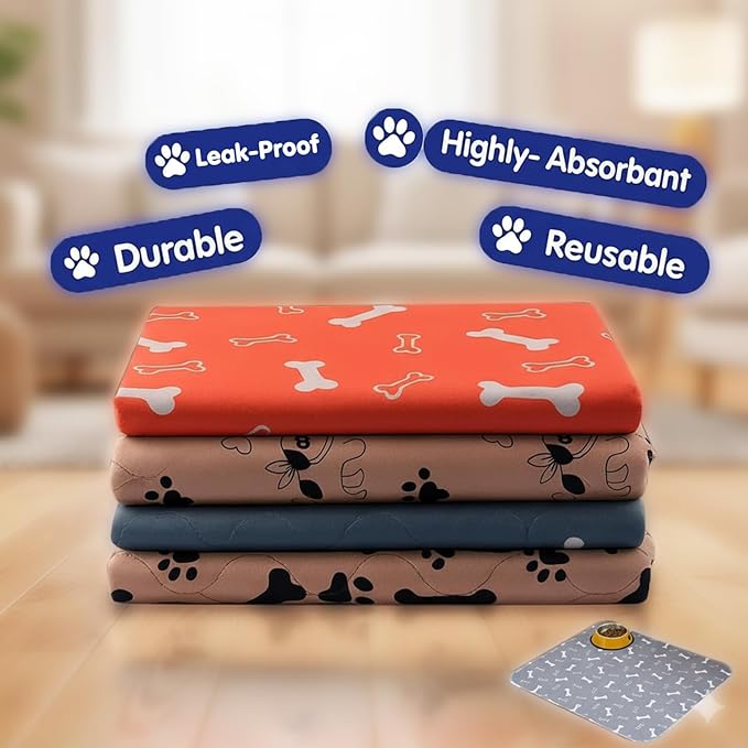 Puppy Pads with pheromones, Elite Pads for Cats, Washable Puppy Pads for Dogs and Cats, Leak-Proof & Anti-Slip Pet Training Pad for Home & Travel(Brown-A, S: 11.8" × 11.8")