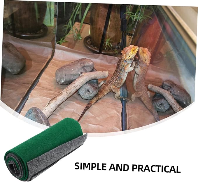 GANAZONO 4pcs Reptile Carpet Substrate Liner Mat for Lizard Snake and Turtle Grey and Water-Absorbent Terrarium Bedding Easy to Clean