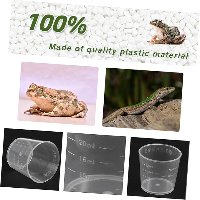 DECHOUS 20Pcs Reptile Food Measuring Cups for Lizard and Gecko Feeding Accurate Water and Food Containers for Pets Convenient Daily Use
