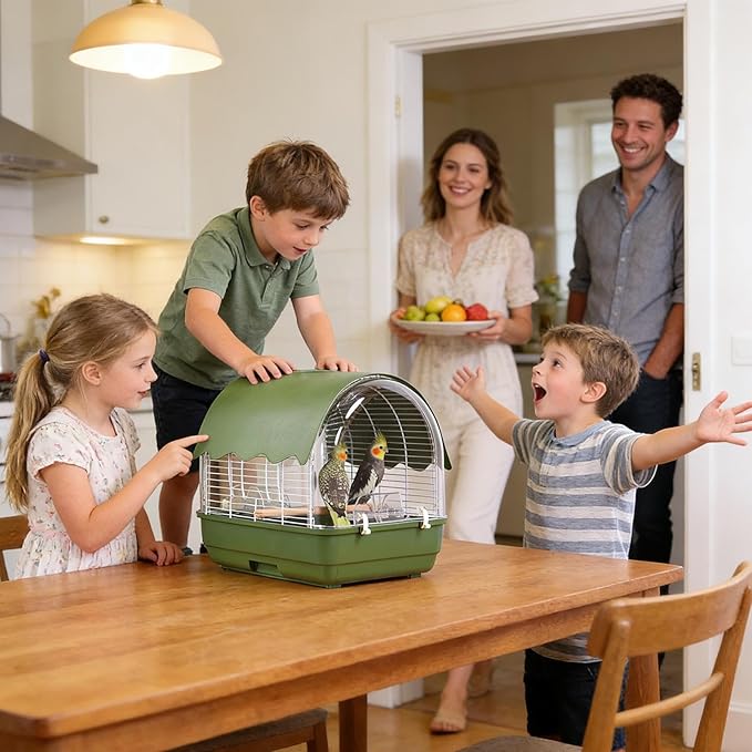 Genérico Travel Cage for – Bird Carrier Portable Birds, Ergonomic, Modern, with Carry Handle Budgies, Lovebirds Goldfinches Canaries and Nymphs | Multipurpose Outdoor Indoor Utility