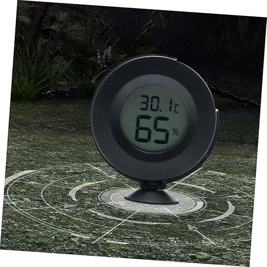 Totority 1pc Digital Hygrometer Thermometer LCD Display for Reptile Box Humidity for Snakes Lizards and Turtles Front Switchable Multi-Directional Viewing