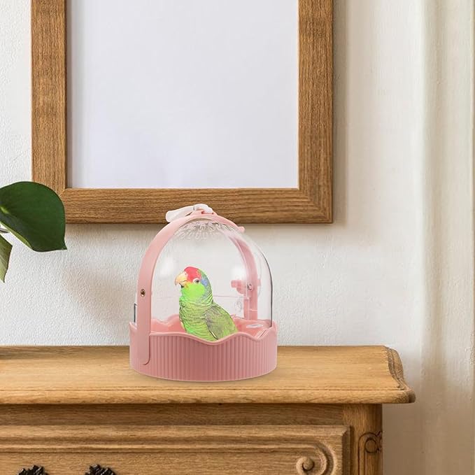 Portable Parrot Cage with Ventilation Mesh, Lightweight Travel Carrier for Conures and Small Parrots, Large Space Outdoor Birdcage in Soft Pink for Bird Transport