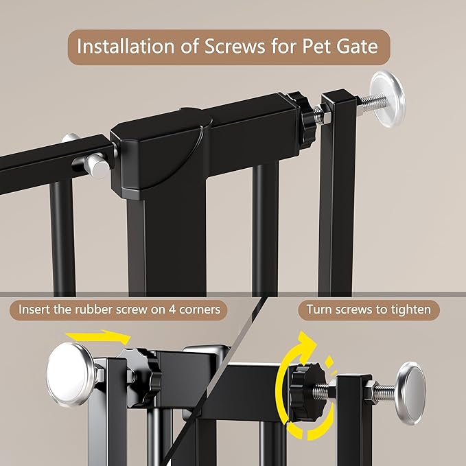 Cat Gate for Doorways, 55.1" Extra Tall Dog Gate Indoor for Stairs/Hallways/Kitchen, 34-38.1" Wide Include 4.13" Extension Kits, No Drilling Auto Close High Pressure Mounted, Black