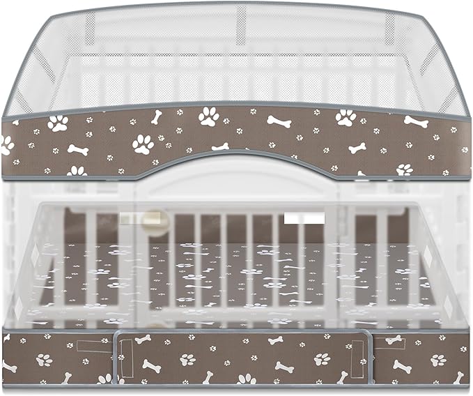 2 Pack Dog Playpens Cover and Bottom Mat Fits for 36 Inch 4 Panels Pet PlayPen, Dog Crate Cover Puppy Exercise Pad, Reusable Washable, Hoop and Loop Design, Playpen Not Included(Grey)