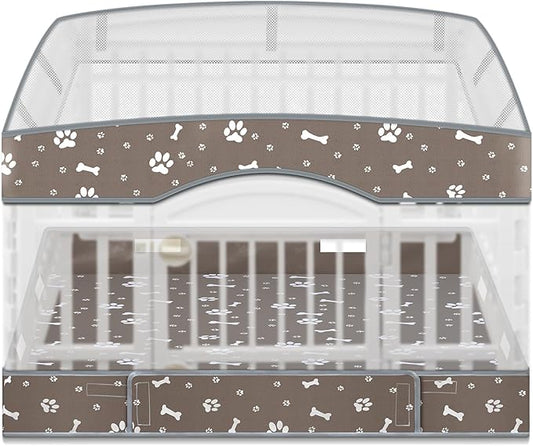 2 Pack Dog Playpens Cover and Bottom Mat Fits for 36 Inch 4 Panels Pet PlayPen, Dog Crate Cover Puppy Exercise Pad, Reusable Washable, Hoop and Loop Design, Playpen Not Included(Grey)