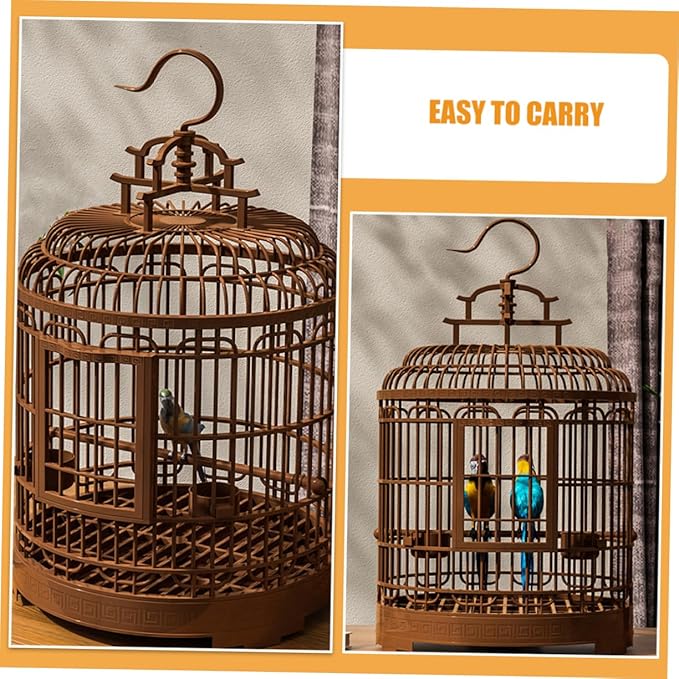 Milisten Large Portable Bird Cage Villa for Parrots and Budgies Retro Plastic Travel Carrier Detachable Base Suitable for Home and Outdoor Use