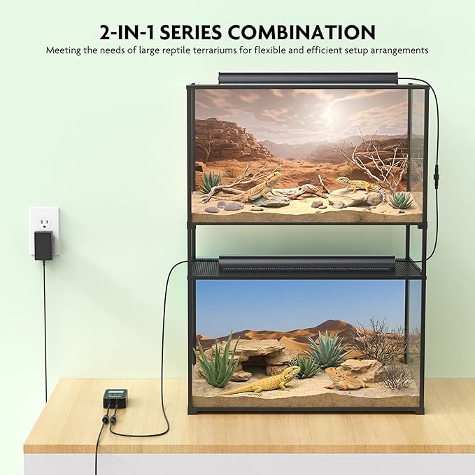 PAIZOO Reptile UVB Light for Reptiles, 2-in-1 LED Reptile Light Kit with LCD Controller, 4 Preset Modes Cover Ferguson Zone Great for Most Reptiles, Timer Reptile Lamp for Terrarium Accessories, 14W