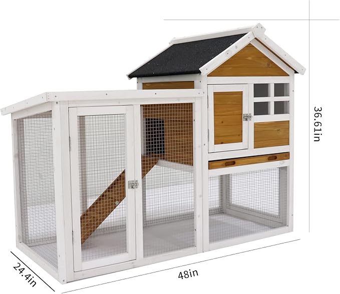 ZSQ Pet House, Wooden Rabbit Hutch Habitat Wood Hutch for Small Animals, Pet, Chickens, Rabbits