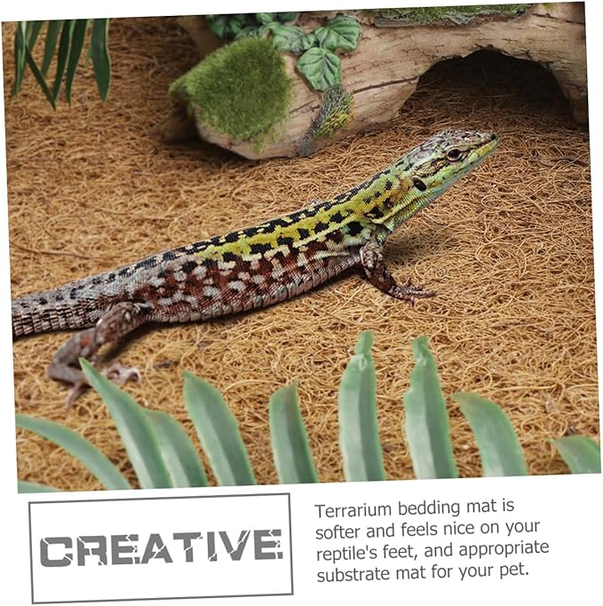 Natural Coconut Fiber Reptile Carpet Mat Non-Slip Terrarium Bedding for Lizards Snakes Tortoises Soft Breathable Fit Substrate Liner with Air and Water Permeability