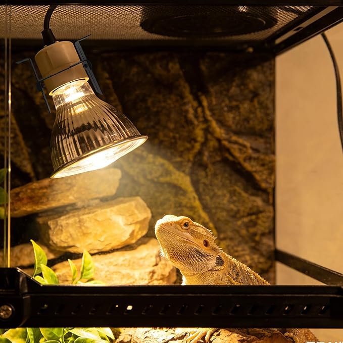 2pcs Reptile Heat Lamp Holder - Adjustable Light Stand - Ceramic Heat Lamp Socket - Terrarium Light Bracket for Lizard Tanks Tortoise Habitats
