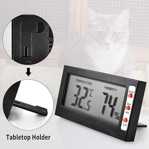 Simple Deluxe Digital Thermometer and Humidity Gauge with Remote Probes for Brooder Reptiles Terrarium, 4 Pack, Black