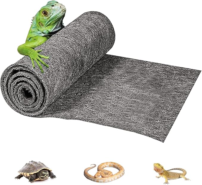 Reptile Carpet Terrarium Liner Bedding Substrate Sand Mat for Cage Lizard Bearded Dragon Gecko Snake Tortoise 48" x 18" (Grey)