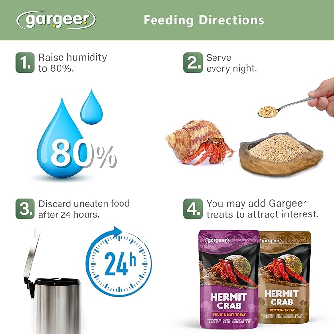 Gargeer 2oz Hermit Crab Seaweed Bounty Complete Diet. Easily Digested, Non-GMO Premium Ingredients Only. Strengthen Your Crab’s Exoskeleton, and Support All Nutritional and Immune System Needs
